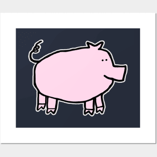 Soft Pink Pig Right Posters and Art